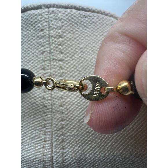 Vintage Black Wooden Lacquer Hand Painted Asian Dragon Abstract Japan Necklace - Picture 8 of 8